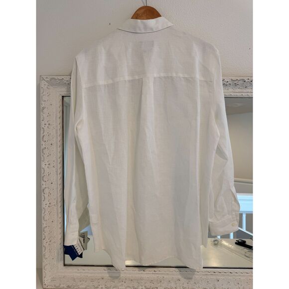 Vintage NWT Liz Claiborne 100%  Linen White Top Button Up Shirt Long Sleeve - Picture 3 of 5